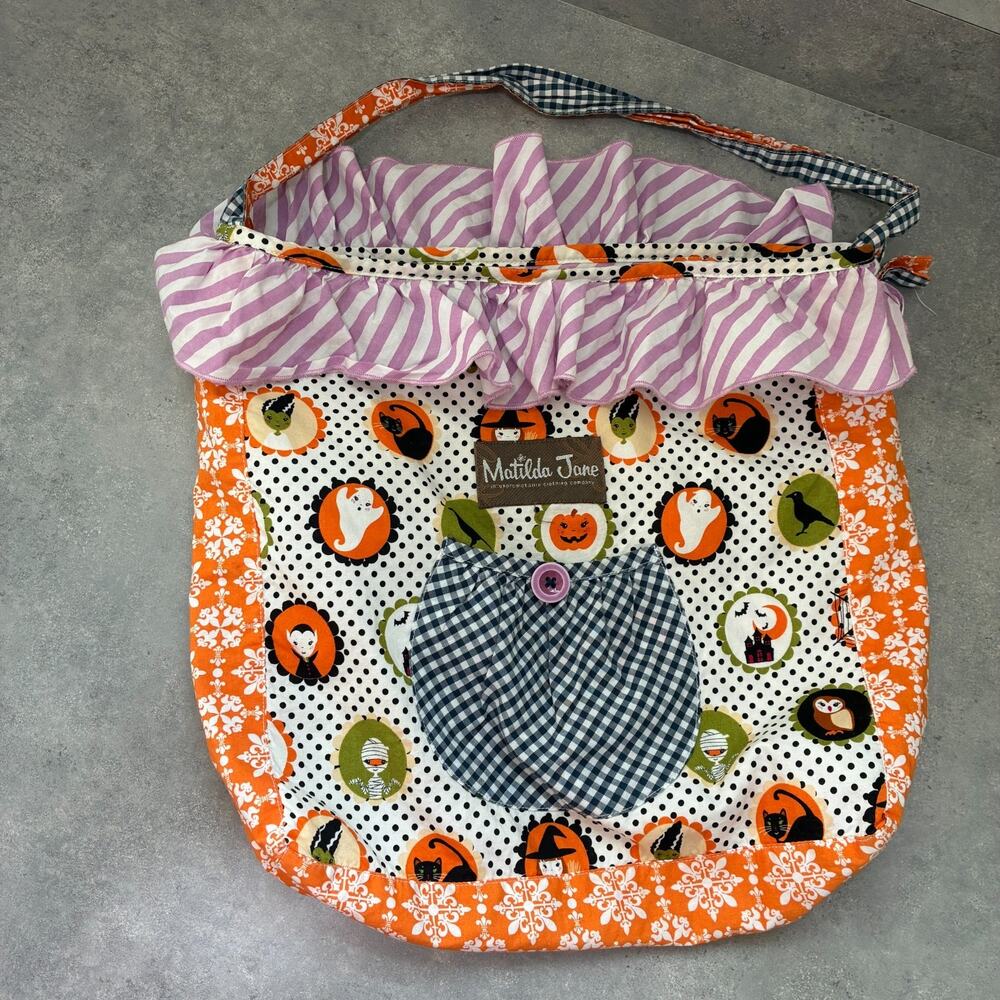 Matilda Jane Halloween Joey Bag Trick-or-Treat Tote Witch Ghost Pumpkin Cat Patc